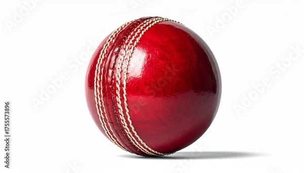 Obraz Red Easter Egg Shaped Like a Cricket Ball on White Background
