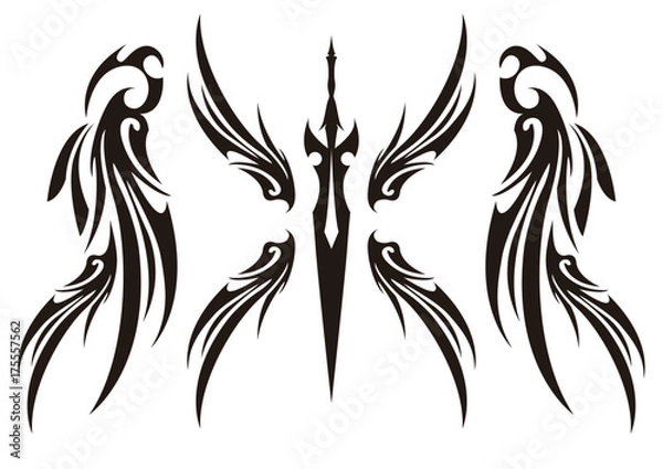 Obraz トライバル　翼と剣　天使の羽