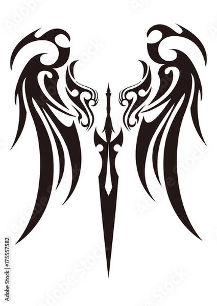 Obraz トライバル　翼と剣　天使の羽