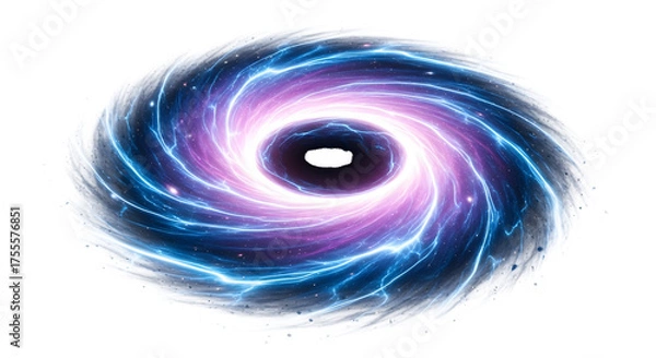 Fototapeta Vibrant cosmic vortex with swirling energy and glowing particles isolated on transparent background