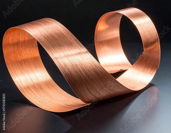 Fototapeta Copper strip loops, twisting in elegant figure-eight form