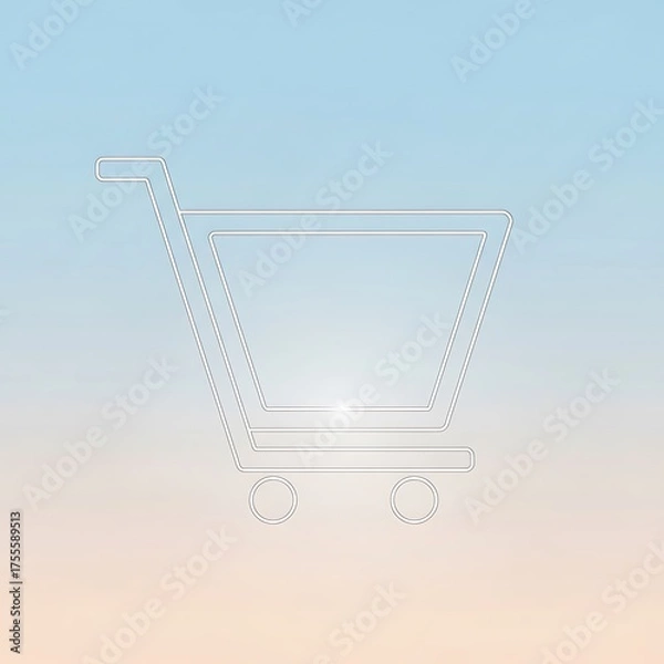 Fototapeta Minimalist Shopping Cart Icon on Gradient Background for Online Retail.