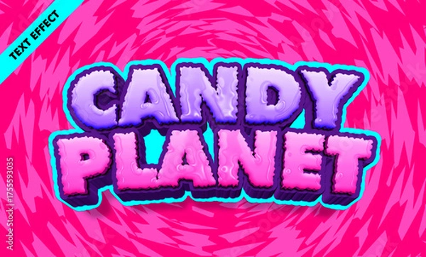 Obraz Candy planet editable text effect, bold 3d gooey candy font, sweet kids game title design