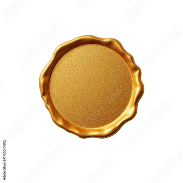 Fototapeta Golden Wax Seal with Smooth Surface and Ornate Edge Design