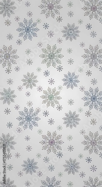 Fototapeta Elegant Snowflake Pattern on Light Gray Background.