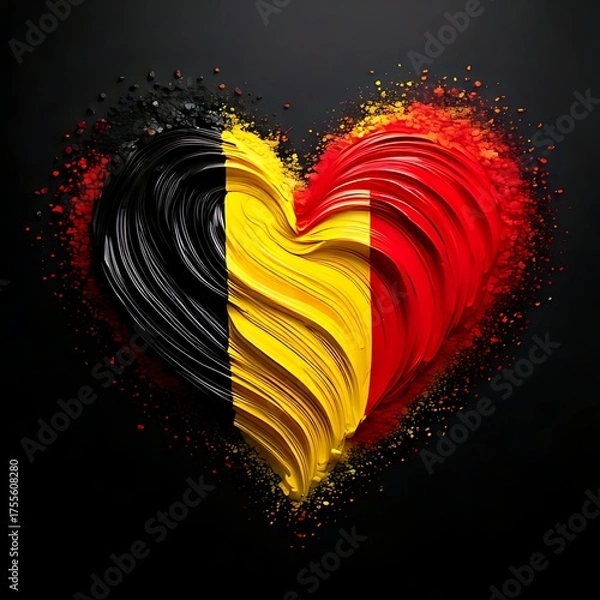 Fototapeta A heart-shaped artwork depicting a country's flag colors in vibrant strokes