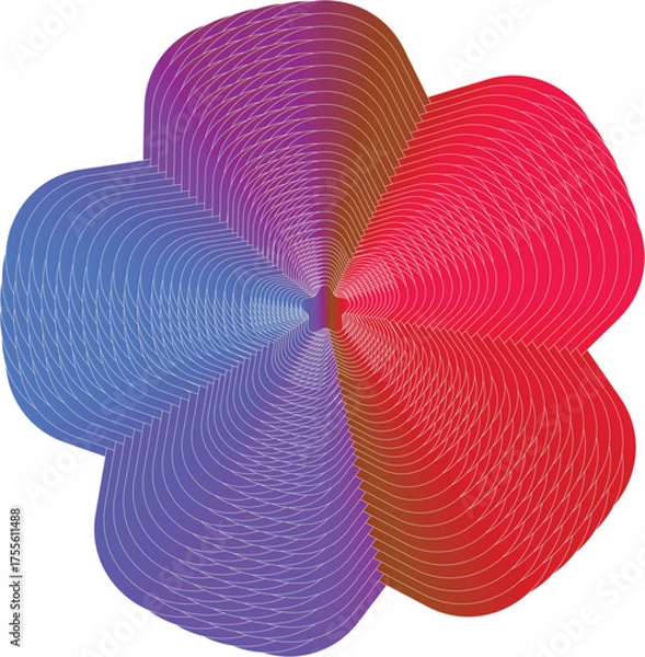 Fototapeta Colorful abstract gradient flower with overlapping rainbow petals and modern geometric symmetry