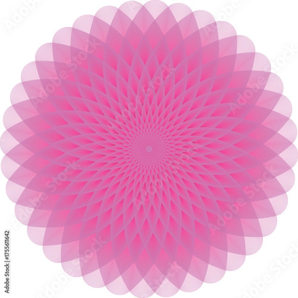 Fototapeta Vibrant abstract pink mandala flower with intricate symmetrical petal layers and geometric pattern