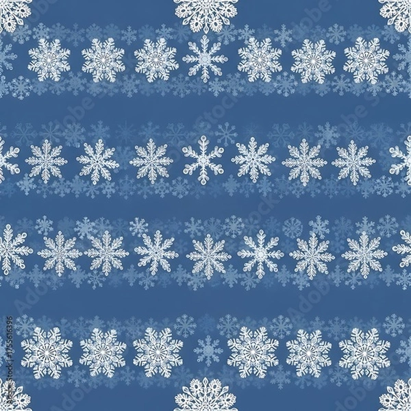 Fototapeta Winter Snowflake Pattern on Blue Background for Festive Designs.