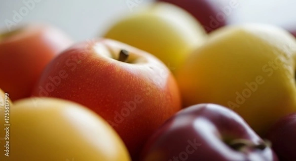 Fototapeta A close-up of colorful apples in a pile.