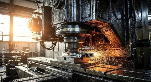 Fototapeta Metalworking Precision - A Close-Up of Industrial Machining in Action.