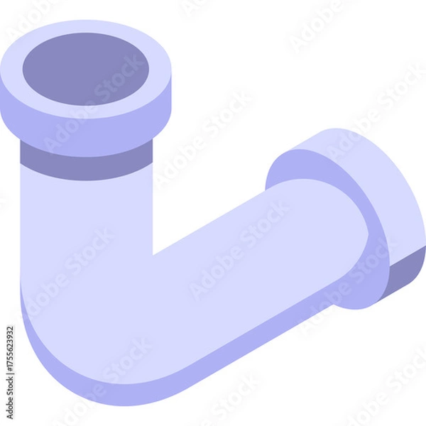 Fototapeta Isometric Light Blue Metal Pipe Elbow Connector With Smooth Surface Isolated On White Background Studio Shot