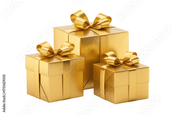 Obraz Elegant golden gifts for corporate events and celebrations, festive and luxurious