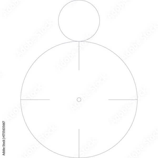 Fototapeta Abstract Dotted Circular Geometric Shape with a Smaller Circle Above on Transparent Background