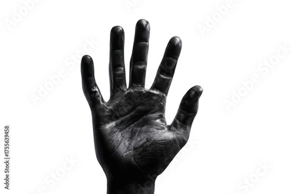 Fototapeta A grayscale image of a raised hand