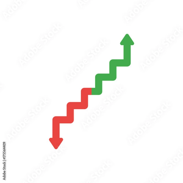 Fototapeta Flat design vector concept of arrow stairs moving up and down
