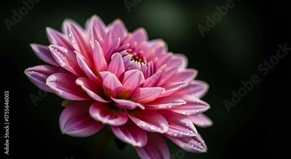 Obraz Radiant Pink Dahlia Blossom in Sharp Focus Against Dark Backdrop.