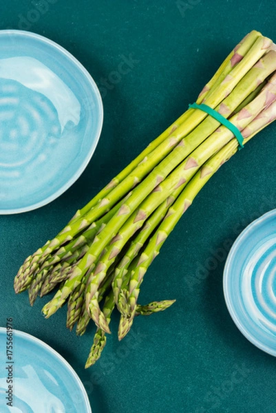 Fototapeta Fresh green asparagus bunch