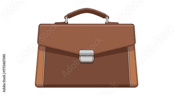 Fototapeta Classic brown leather briefcase with handle and secure clasp for professional use, isolated