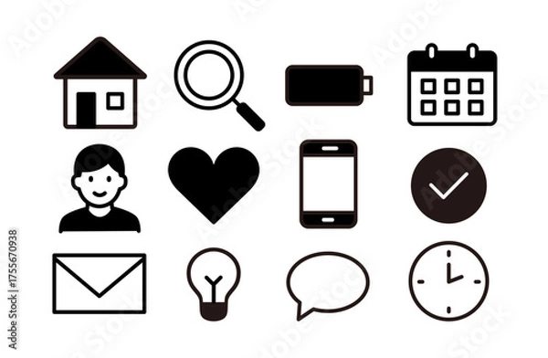 Obraz ホーム・メール・スマホなどの日常に使えるアイコンコレクション