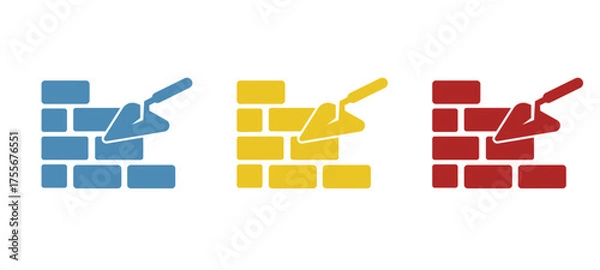 Obraz construction icon, brick wall, vector illustration