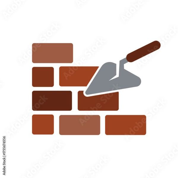 Obraz construction icon, brick wall, vector illustration