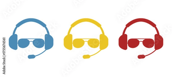 Obraz Airplane pilot glasses icon on white background, Vector illustration