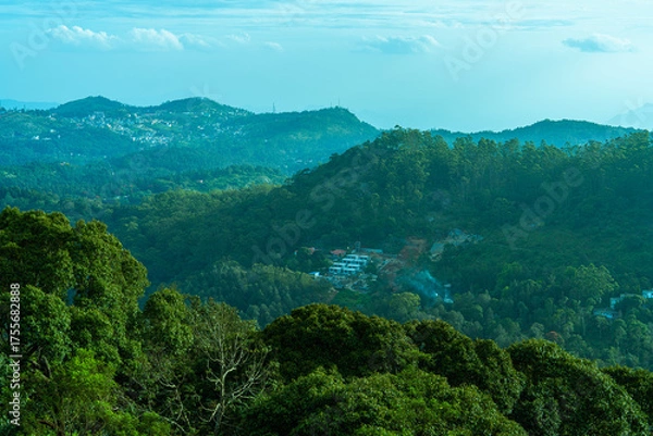 Fototapeta The peaks of the mountains with blue sky, Mountains View, yercaud hills Tamilnadu