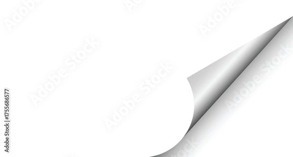 Fototapeta Paper Page Turning Corner Vector with Transparent Background
