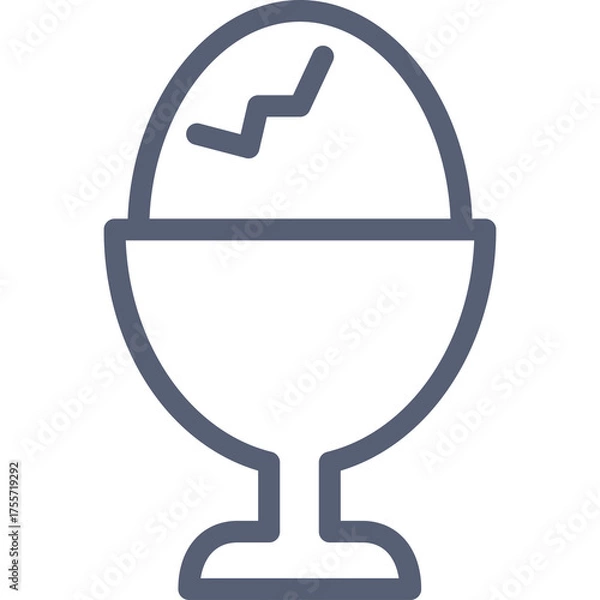 Fototapeta Simple Icon of a Cracked Soft Boiled Egg in an Egg Cup on a White Background with Transparent Background