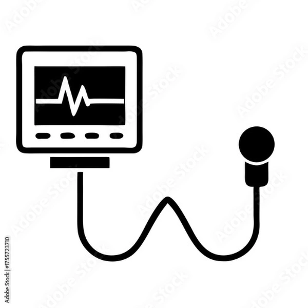 Fototapeta Blood Pressure Monitor with Heartbeat Graph for Health Awareness Campaigns, Medical Blogs, Fitness Websites, and Patient Education Materials