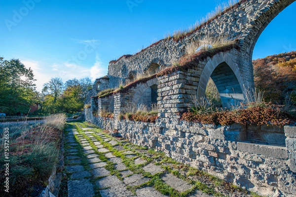 Fototapeta Ruins of Alvastra Abbey during autumn. This Cistercian monastery was founded in 1143 at Alvastra in county Östergötland, Sweden