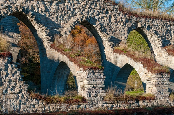 Fototapeta Ruins of Alvastra Abbey during autumn. This Cistercian monastery was founded in 1143 at Alvastra in county Östergötland, Sweden