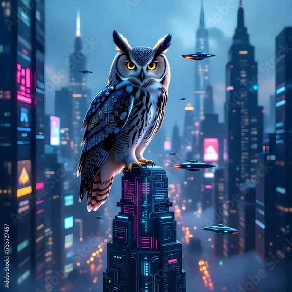 Obraz owl on the roof