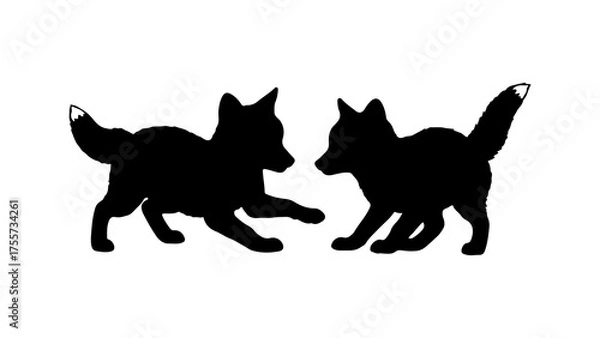 Fototapeta Two foxes running with transparent background