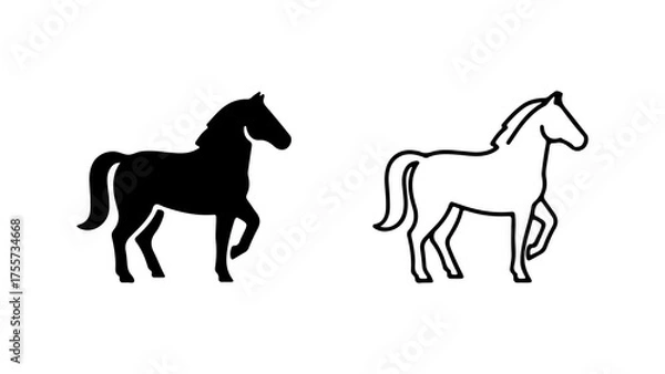 Fototapeta Horse silhouette and outline with transparent background