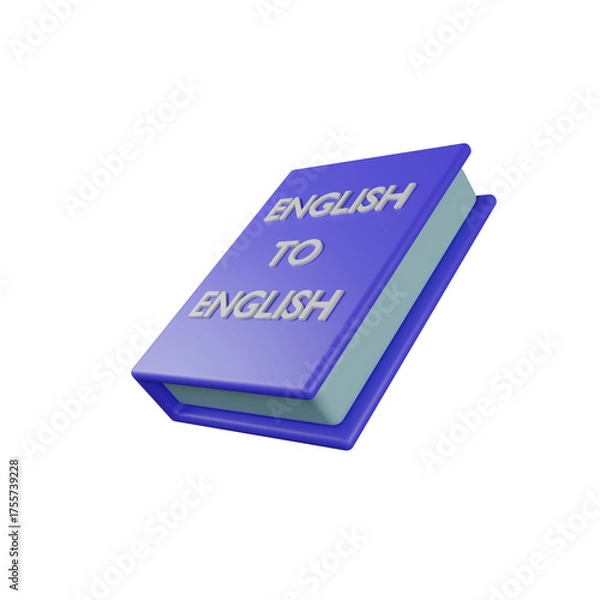 Fototapeta 3D Rendering Illustration of a Colorful English Dictionary Book for Education