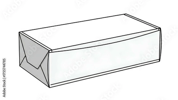 Fototapeta Plain White Rectangular Box with Flap on Transparent Background