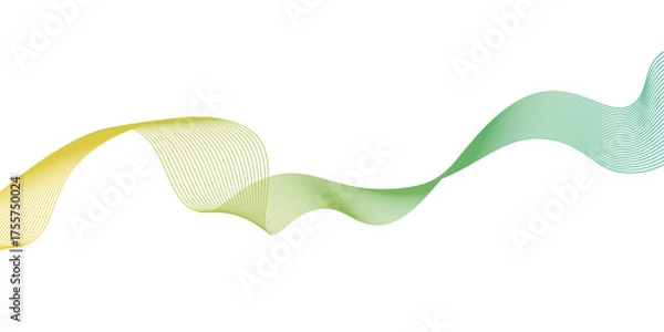 Fototapeta abstract green wave line background,wavy abstract green lines in wave shape, data flow concept,Green wave melody lines on white background,white background and green wave,