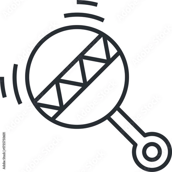 Fototapeta Simple Line Art Icon of a Baby Rattle with Motion Lines on a Transparent Background