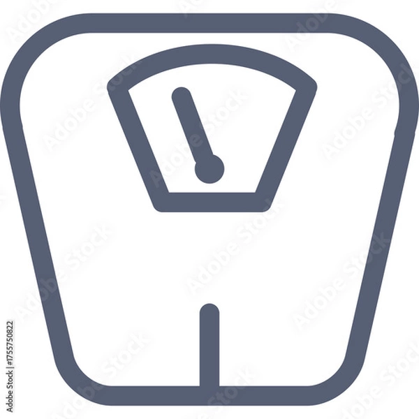 Fototapeta Simple Line Art Icon of a Bathroom Scale with a Needle Indicating a Measurement on a Transparent Background