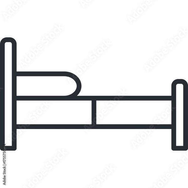 Fototapeta Simple Line Art Icon of a Bed with Pillow on a White Background Isolated Vector Illustration