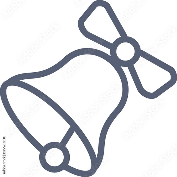 Fototapeta Simple Line Art Icon of a Bell with a Bow on a Transparent Background