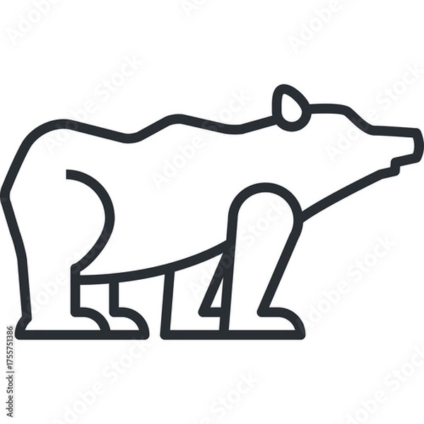 Fototapeta Simple Line Art Icon of a Brown Bear Standing Profile View on Transparent Background