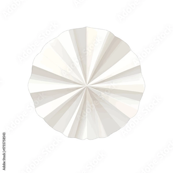 Fototapeta Abstract Geometric Pattern in Shades of White and Beige Radiating from Center on White Backdrop in Top Down Shot with Clean Lines and Pixelated Effect