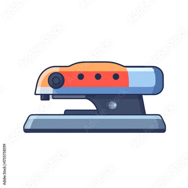 Fototapeta Isolated Pixel Art of Orange Blue Stapler on White Background