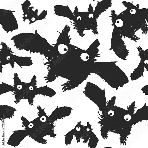 Obraz Black Ink Bats Pattern