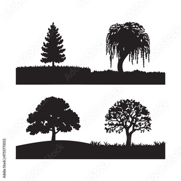Fototapeta Silhouetted Tree Collection Graphics