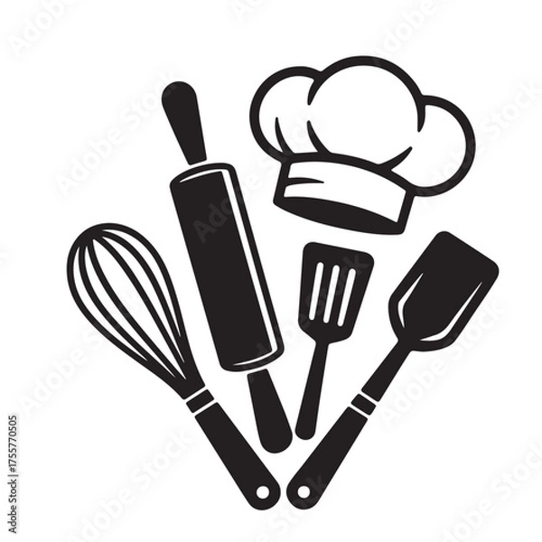 Fototapeta Baking and Cooking Utensils Silhouette Graphic
