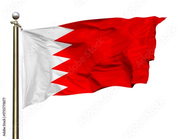 Fototapeta Transparent Background Cutout Bahrain Red And White National Flag Waving In The Wind